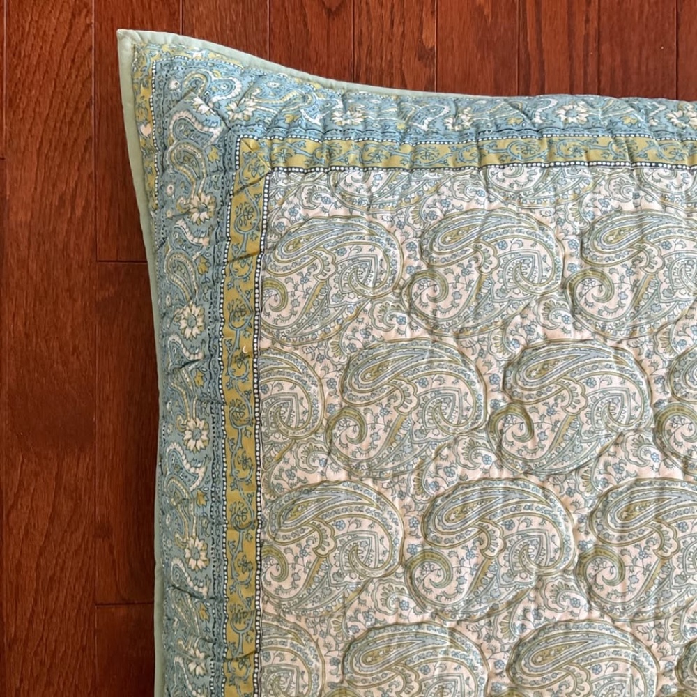 Pottery Barn Block Print Euro Sham Pillow Cover